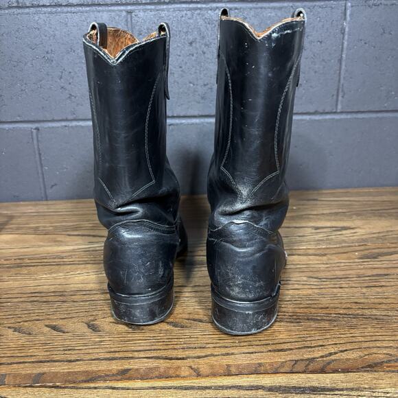 Vintage Texas Boots 8300 Black Leather Cowboy Western Boots Men’s 8 D Made USA - Picture 5 of 8